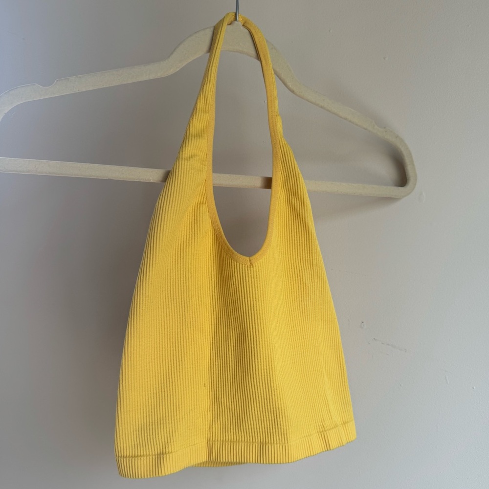 Bright yellow halter top